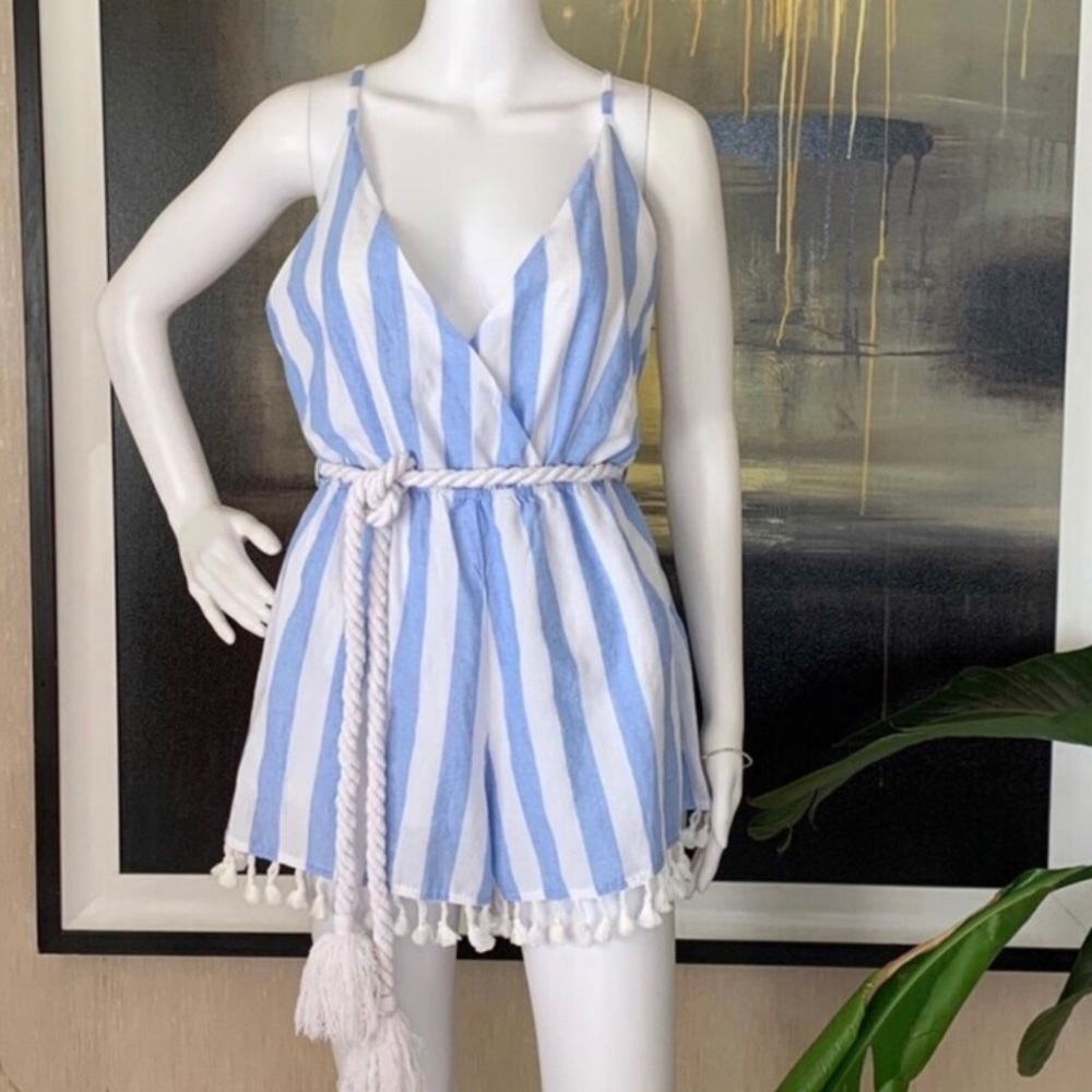 Blue and white Fashion Nova Romper